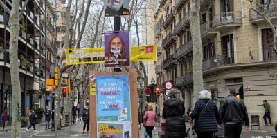 Una calle en Barcelona el 14-F